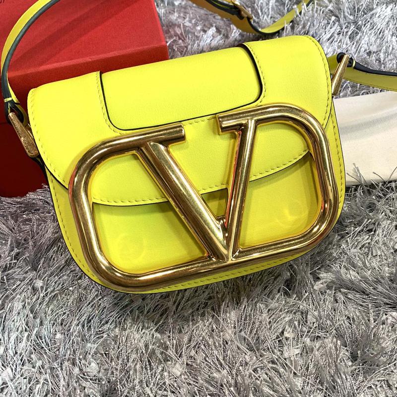 Valentino Shoulder Tote Bags VA0109 Plain Gold Button Yellow